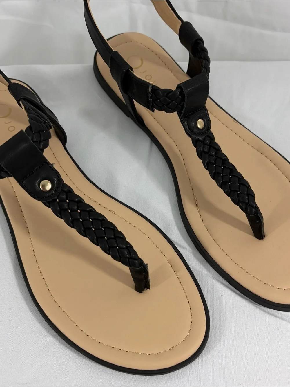 NWT Journee Collection Size 9 Black Braided T-Strap Sandals